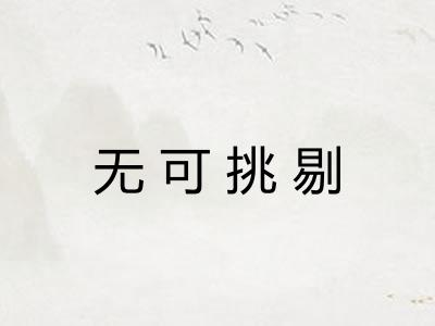 无可挑剔